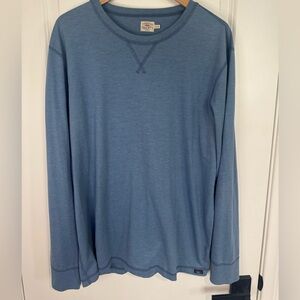 Faherty Men’s Long Sleeve Crew Neck Tee Blue XL Soft Washed Casual Coastal